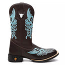 Bota Texana Feminina "Floral Azul"