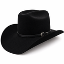 CHAPÉU COUNTRY MONTANA PRETO ABA 10 AVELUDADO COM FAIXA DE COURO