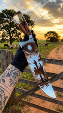 Faca Artesanal Premium “Pôr do Sol dos Pescadores” – Gravação em Alto Relevo